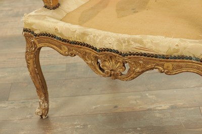 Lot 1207 - A FINE PAIR OF 18TH CENTURY CARVED GILTWOOD UPHOLSTERED ARMCHAIRS