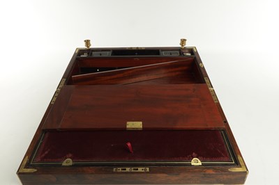 Lot 739 - A GOOD EARLY 19TH CENTURY FIGURED ROSEWOOD WRITING BOX