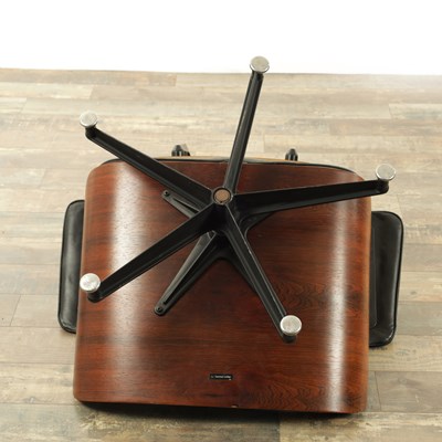 Lot 1269 - CHARLES AND RAY EAMES. A 1970's LEATHER UPHOLSTERED LOUNGE CHAIR AND OTTOMAN