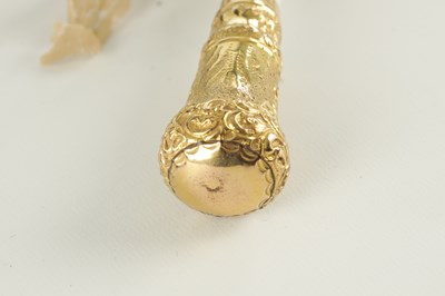 Lot 797 - A 9CT GOLD HANDLED PARASOL AND AN 18CT GOLD PLATED AND CERAMIC PARASOL