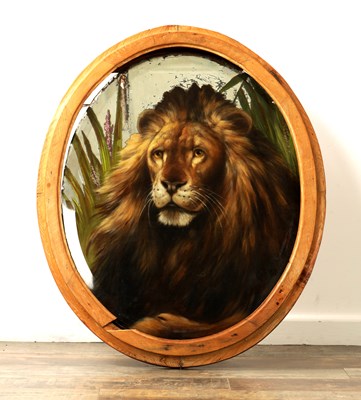 Lot 523 - A LATE 19TH CENTURY OVAL REVERSE PAINTED MIRROR