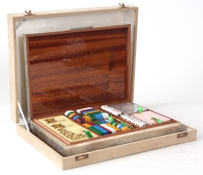 Lot 416 - A 1970's SOLID SILVER AND MAHOGANY LINED GAMES...