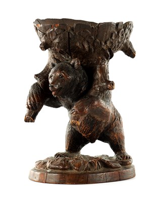 Lot A LATE 19TH CENTURY BLACK FOREST CARVED BEAR CENTREPIECE