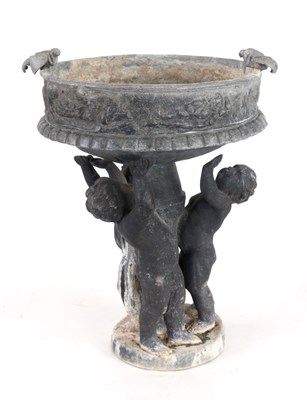 Lot 417 - A 19TH CENTURY LEAD BIRD BATH with relief...