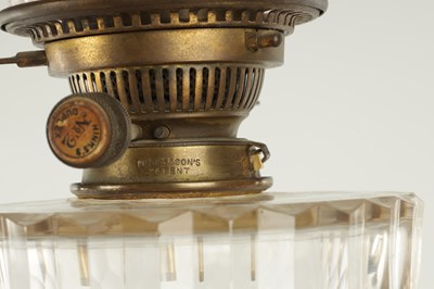 Lot 539 - A 19TH CENTURY BRASS CORINTHIAN COLUMN OIL LAMP