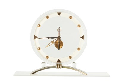 Lot 1099 - A JAEGER LE-COULTRE ART DECO STYLE VINTAGE MANTEL CLOCK