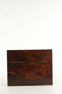 Lot 705 - A 19TH CENTURY BUR WALNUT LIDDED DECANTER BOX