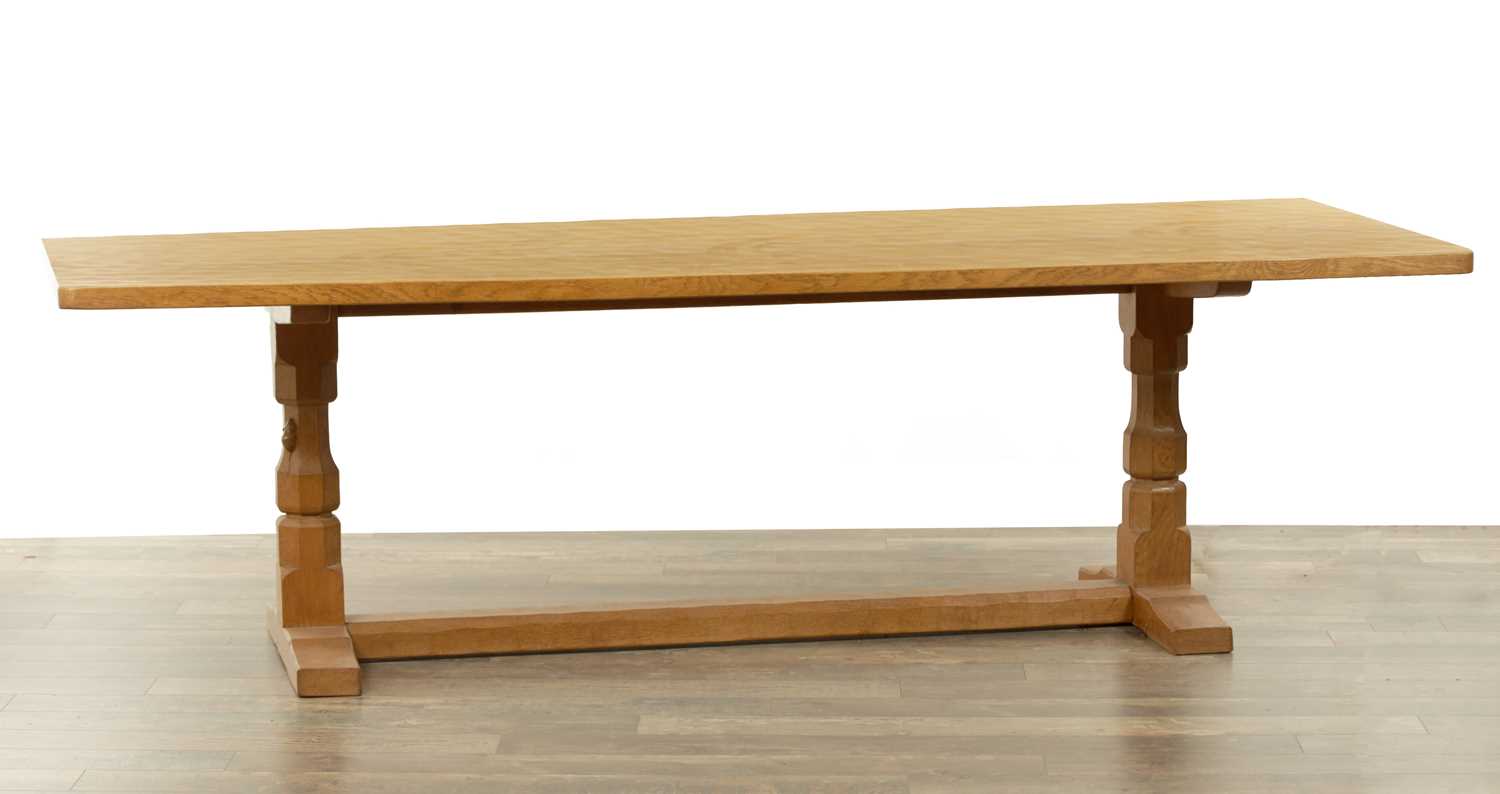 Lot 1162 - A LARGE ROBERT ‘MOUSEMAN’ THOMPSON AZED OAK DINING TABLE