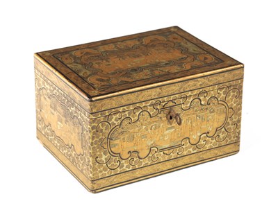 Lot A 19TH CENTURY CHINESE EXPORT LACQUERWORK TEA CADDY