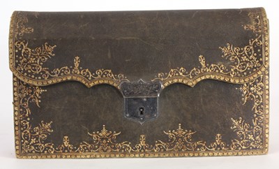 Lot 421 - A LATE 18th CENTURY FRENCH GILT-TOOLED GREEN...