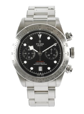 Lot A GENTLEMAN'S STEEL TUDOR BLACK BAY CHRONOGRAPH WRIST WATCH