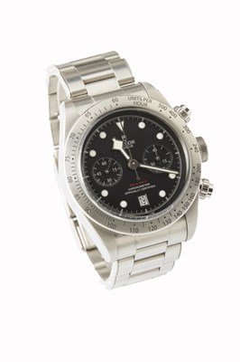 Lot 330 - A GENTLEMAN'S STEEL TUDOR BLACK BAY CHRONOGRAPH WRISTWATCH