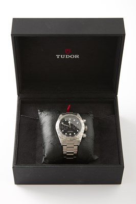 Lot 330 - A GENTLEMAN'S STEEL TUDOR BLACK BAY CHRONOGRAPH WRISTWATCH