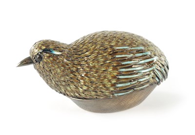 Lot A 19TH CENTURY CHINESE EXPORT ENAMLED SILVER QUAIL BOX