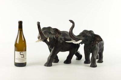 Lot 47 - A PAIR OF JAPANESE MEIJI PERIOD PATINATED BRONZE SCULPTURES