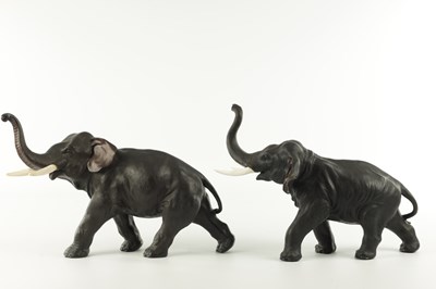 Lot 47 - A PAIR OF JAPANESE MEIJI PERIOD PATINATED BRONZE SCULPTURES