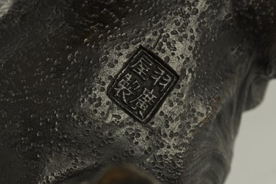 Lot 47 - A PAIR OF JAPANESE MEIJI PERIOD PATINATED BRONZE SCULPTURES