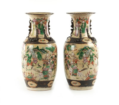 Lot A PAIR OF 19TH CENTURY CHINESE CRACKLE GLAZED VASES