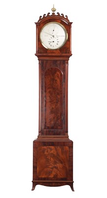 Lot 935 - TICKELL'S. A REGENCY FIGURED MAHOGANY REGULATOR LONGCASE CLOCK