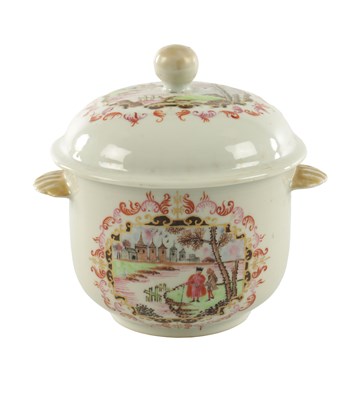 Lot A 18TH CENTURY CHINESE EXPORT POCELAIN FAMILLE ROSE JAR AND COVER