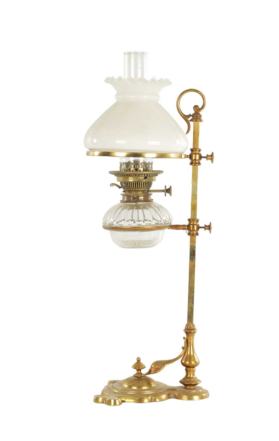 Lot 511 - AN ART NOVEAU BRASS ADJUSTABLE STUDENTS LAMP