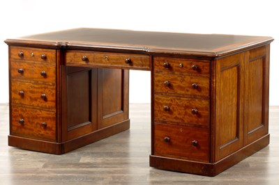 Lot 1180 - A GOOD REGENCY FIGURED MAHOGANY PARTNERS DESK STAMPED GILLOWS