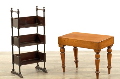 Lot A 19TH CENTURY MAHOGANY COMMODE TOGETHER WITH A 20TH CENTURY OPEN BOOKCASE