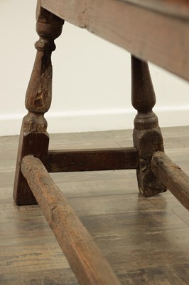 Lot 79 - A 17TH CENTURY STYLE JOINED OAK BENCH / LONG STOOL