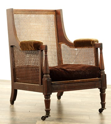 Lot 1218 - A REGENCY MAHOGANY LIBRARY BERGERE CHAIR