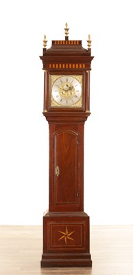 Lot 1104 - JOHN HOLDING, KENDAL. A MID 18th CENTURY MAHOGANY INLAID LONGCASE CLOCK