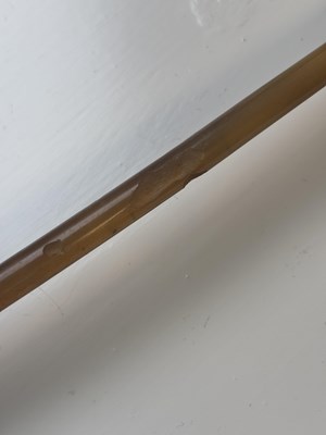 Lot 798 - A 19TH CENTURY EASTERN SILVER TOPPED RHINOCEROS HORN WALKING CANE