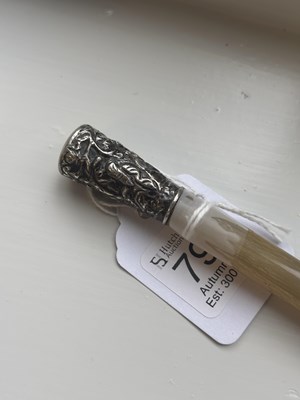 Lot 798 - A 19TH CENTURY EASTERN SILVER TOPPED RHINOCEROS HORN WALKING CANE