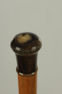 Lot 32 - TWO 19TH CENTURY HORN HANDLED MALLACCA WALKING STICKS