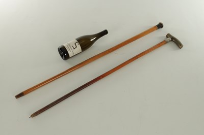 Lot 32 - TWO 19TH CENTURY HORN HANDLED MALLACCA WALKING STICKS