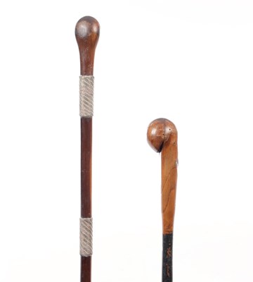 Lot 816 - TWO 19TH CENTURY HARDWOOD WALKING CANES