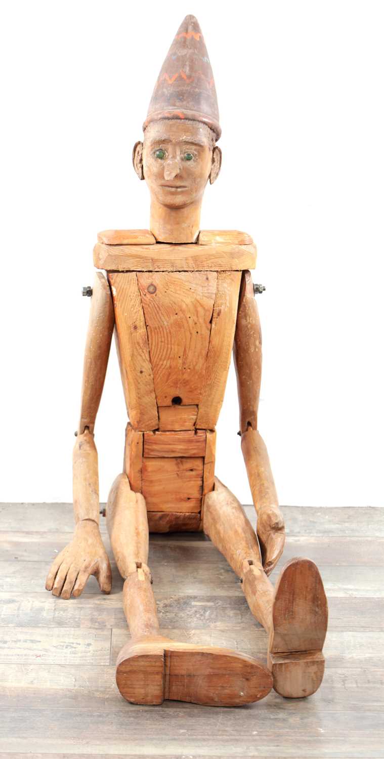 Lot 618 - A 19TH CENTURY WOODEN LAY FIGURE OF PINOCCHIO
