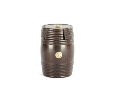 Lot 726 - A 19TH CENTURY SNUFF BOX IN THE SHAPE OF A BARREL
