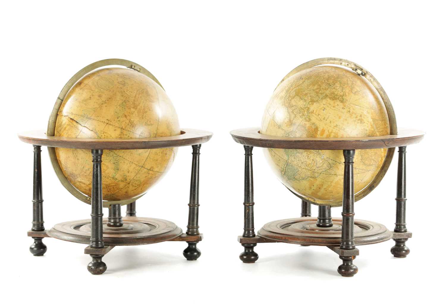 Lot A PAIR OF 18TH CENTURY AND LATER TERRESTRIAL AND CELESTIAL GLOBES ON GLOBES