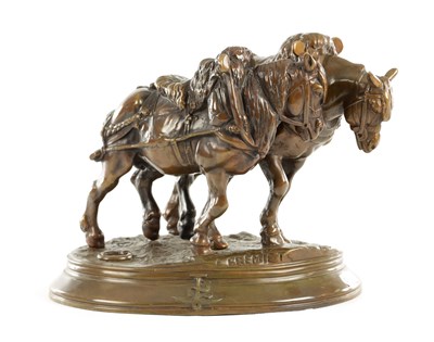 Lot 633 - EMMANUEL FRÉMIET (1824-1910). BRONZE TITLED 'CHEVAUX DE HALAGE'