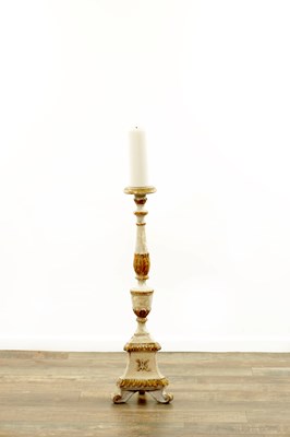 Lot 1197 - A LATE 17TH CENTURY GESSO PRICKET STICK