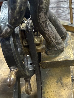 Lot 996 - GUILMET, PARIS. A LATE 19TH CENTURY FRENCH INDUSTRIAL AUTOMATION "HELMSMAN" TABLE CLOCK