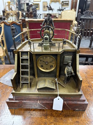 Lot 996 - GUILMET, PARIS. A LATE 19TH CENTURY FRENCH INDUSTRIAL AUTOMATION "HELMSMAN" TABLE CLOCK