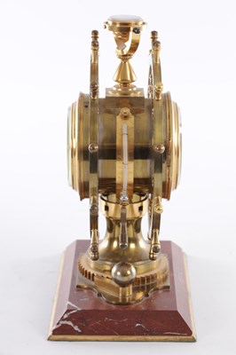 Lot 970 - A LATE 19TH CENTURY FRENCH INDUSTRIAL GILT BRASS AND ROUGE MARBLE MARITIME CLOCK COMPENDIUM