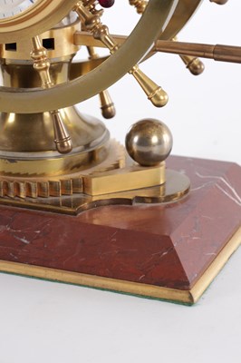 Lot 970 - A LATE 19TH CENTURY FRENCH INDUSTRIAL GILT BRASS AND ROUGE MARBLE MARITIME CLOCK COMPENDIUM