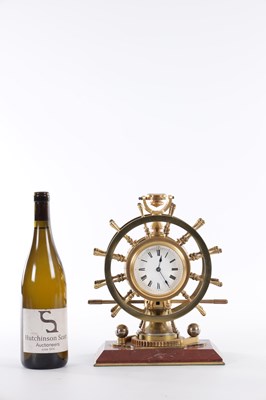 Lot 970 - A LATE 19TH CENTURY FRENCH INDUSTRIAL GILT BRASS AND ROUGE MARBLE MARITIME CLOCK COMPENDIUM