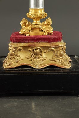 Lot 1057 - JEAN EUGENE ROBERT-HOUDIN, PARIS. A RARE MID 19TH CENTURY ORMOLU GLASS COLUMN MYSTERY CLOCK