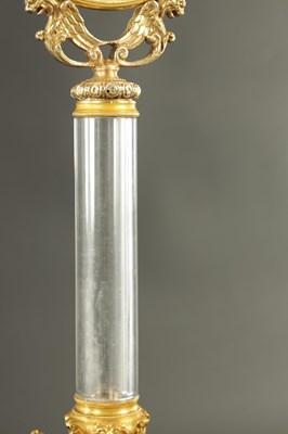 Lot 1057 - JEAN EUGENE ROBERT-HOUDIN, PARIS. A RARE MID 19TH CENTURY ORMOLU GLASS COLUMN MYSTERY CLOCK