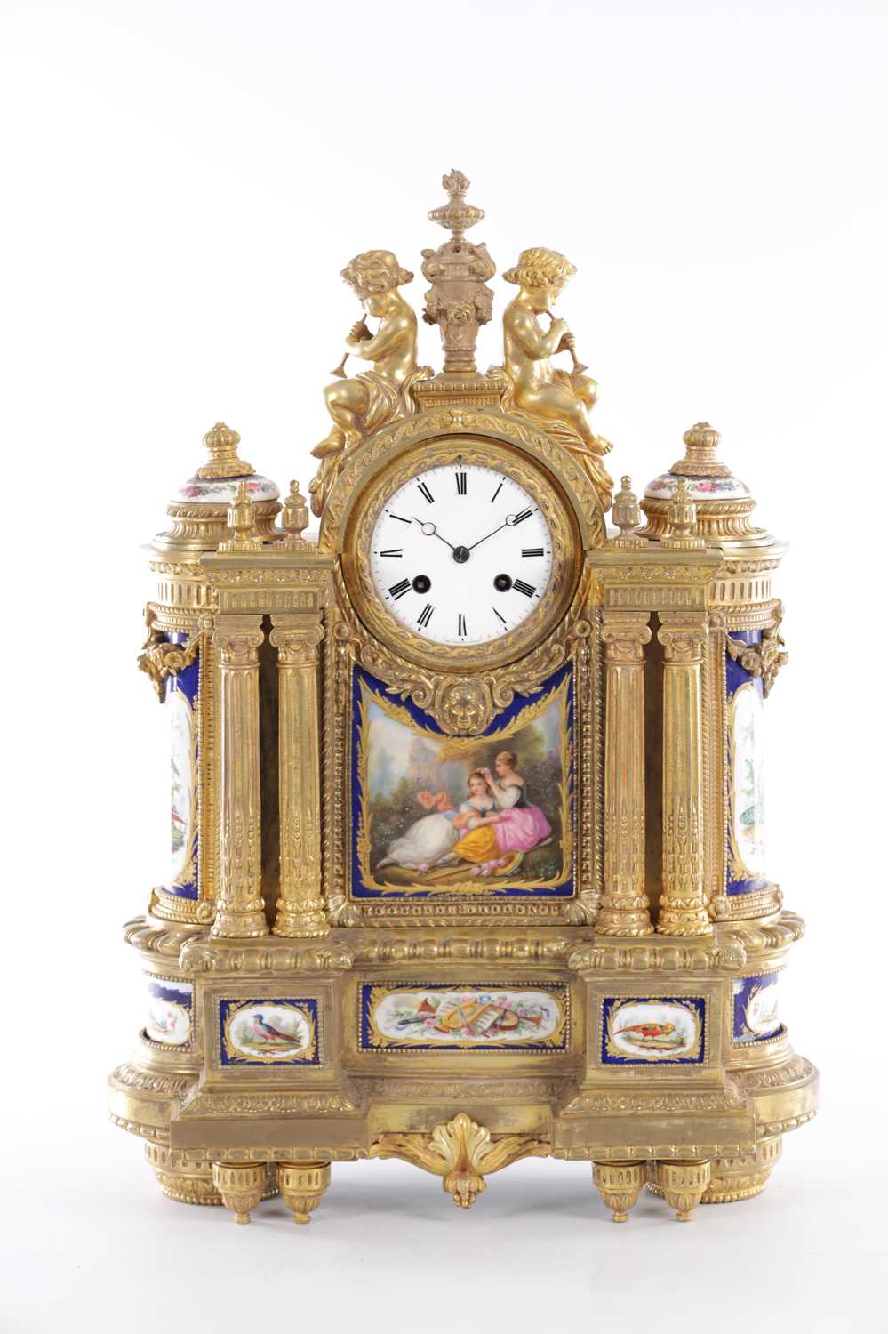 Lot 986 - CHARLES FRODSHAM, PARIS, A LARGE ORMOLU AND SEVRES-STYLE PORCELAIN MANTEL CLOCK