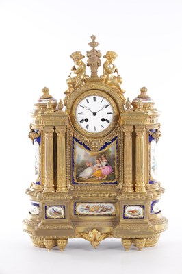 Lot 986 - CHARLES FRODSHAM, PARIS, A LARGE ORMOLU AND SEVRES-STYLE PORCELAIN MANTEL CLOCK