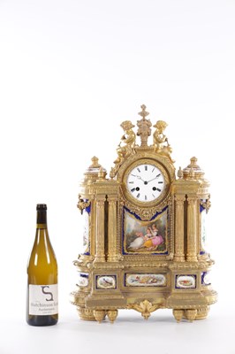 Lot 986 - CHARLES FRODSHAM, PARIS, A LARGE ORMOLU AND SEVRES-STYLE PORCELAIN MANTEL CLOCK
